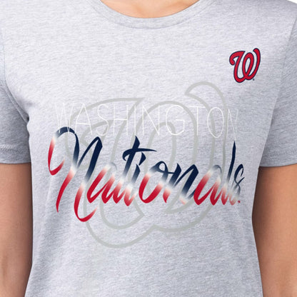 Washington Nationals G-III 4Her by Carl Banks Women's Super-Slim Fit Lightweight Shadow Logo Graphic T-Shirt - Heather Gray