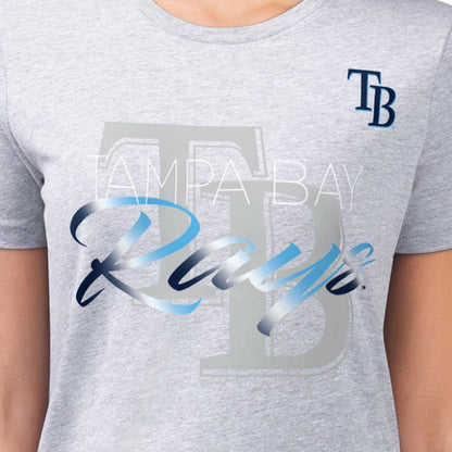 Tampa Bay Rays G-III 4Her by Carl Banks Women's Super-Slim Fit Lightweight Shadow Logo Graphic T-Shirt - Heather Gray