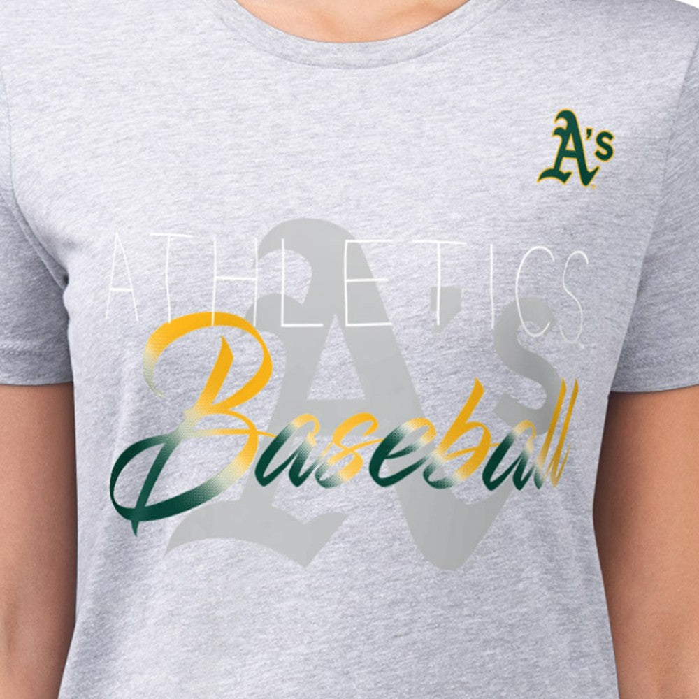 Athletics G-III 4Her by Carl Banks Women's Super-Slim Fit Lightweight Shadow Logo Graphic T-Shirt - Heather Gray