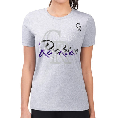 Colorado Rockies G-III 4Her by Carl Banks Women's Super-Slim Fit Lightweight Shadow Logo Graphic T-Shirt - Heather Gray
