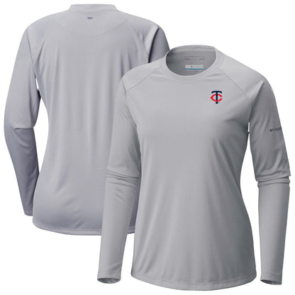 Minnesota Twins Tidal Tee II Long Sleeve T-Shirt - Gray | Columbia