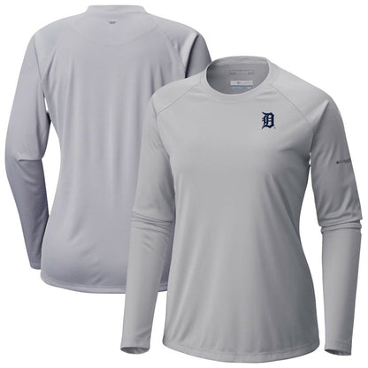 Detroit Tigers Tidal Tee II Long Sleeve T-Shirt - Gray | Columbia