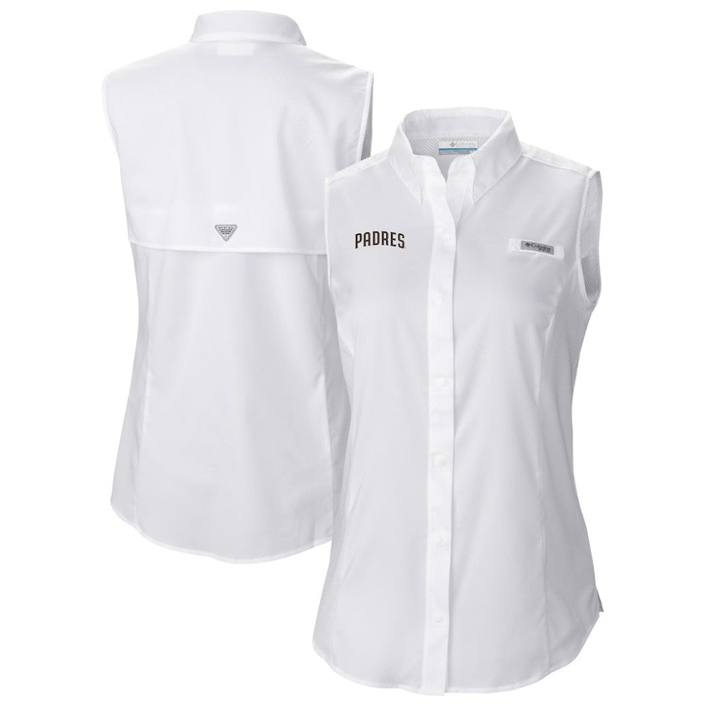 San Diego Padres Women's Tamiami Sleeveless Shirt - White | Columbia