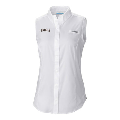 San Diego Padres Women's Tamiami Sleeveless Shirt - White | Columbia