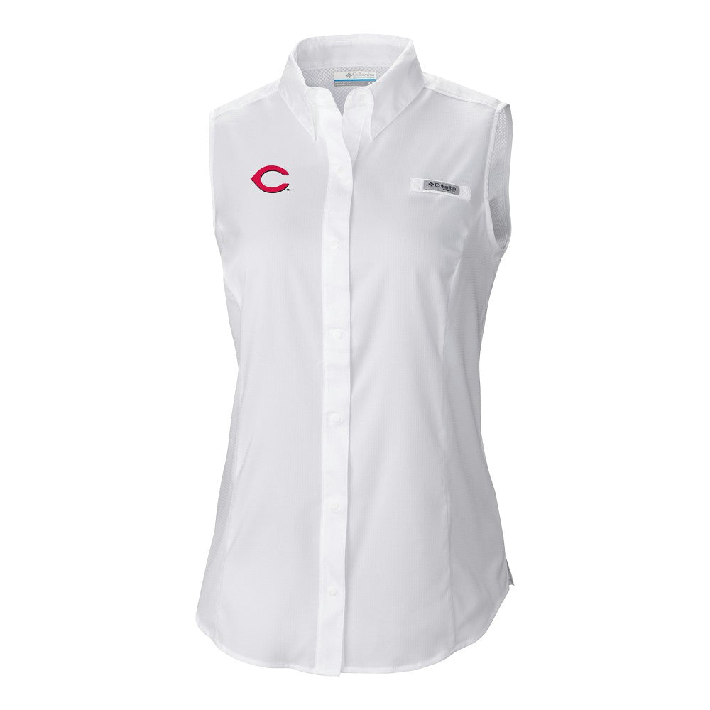 Cincinnati Reds Women's Tamiami Sleeveless Shirt - White | Columbia