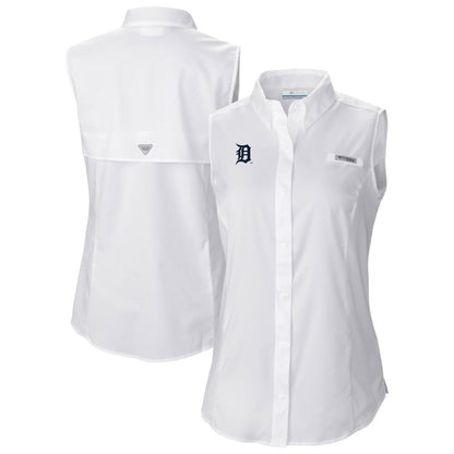 Detroit Tigers Women's Tamiami Sleeveless Shirt - White | Columbia