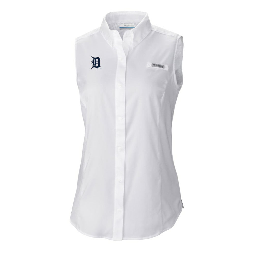 Detroit Tigers Women's Tamiami Sleeveless Shirt - White | Columbia