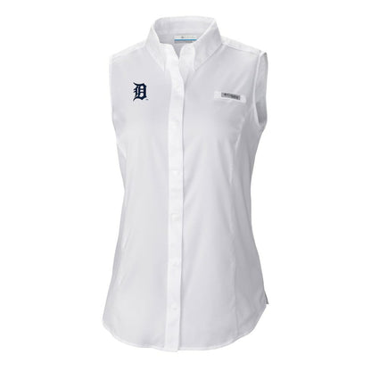Detroit Tigers Women's Tamiami Sleeveless Shirt - White | Columbia