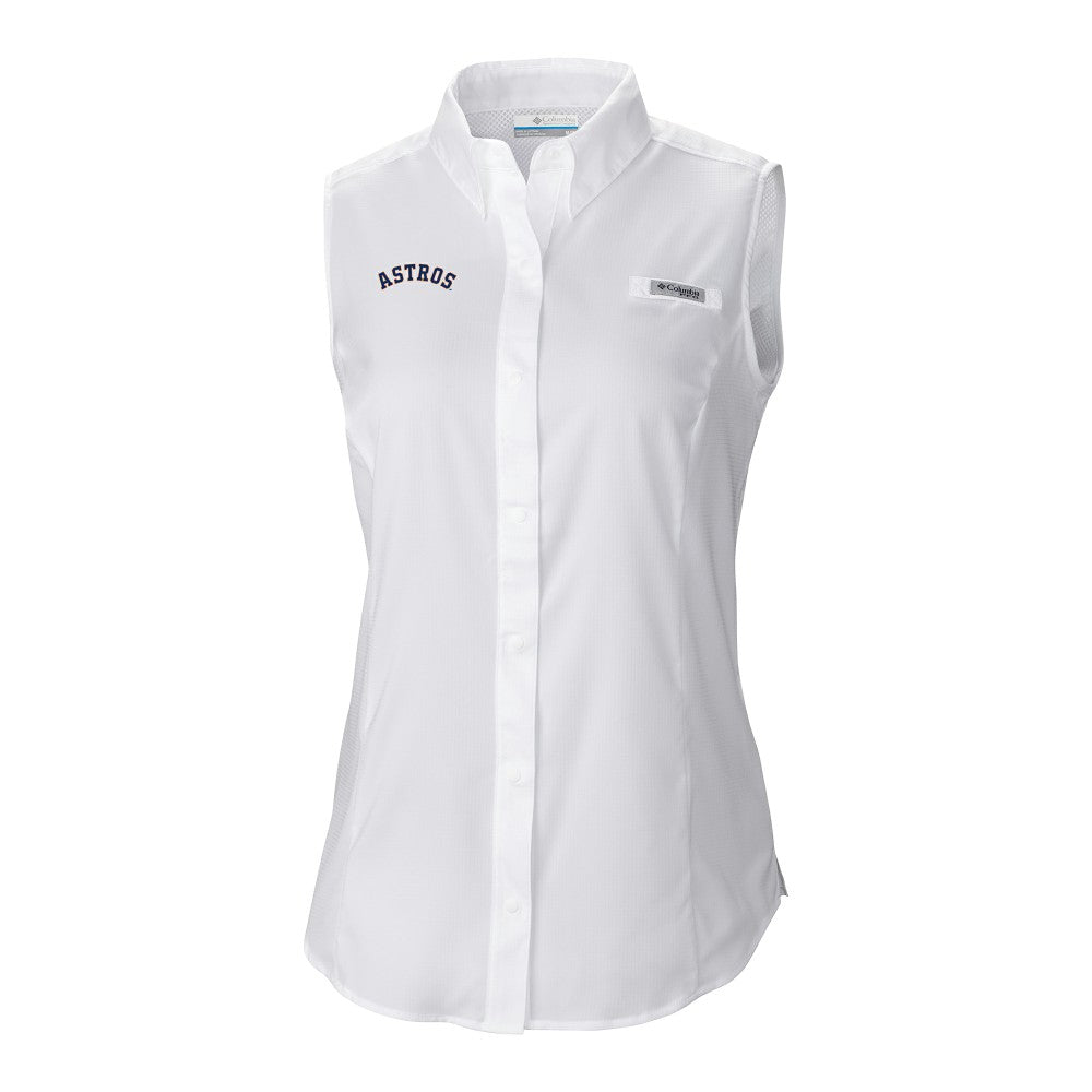 Houston Astros Women's Tamiami Sleeveless Shirt - White | Columbia