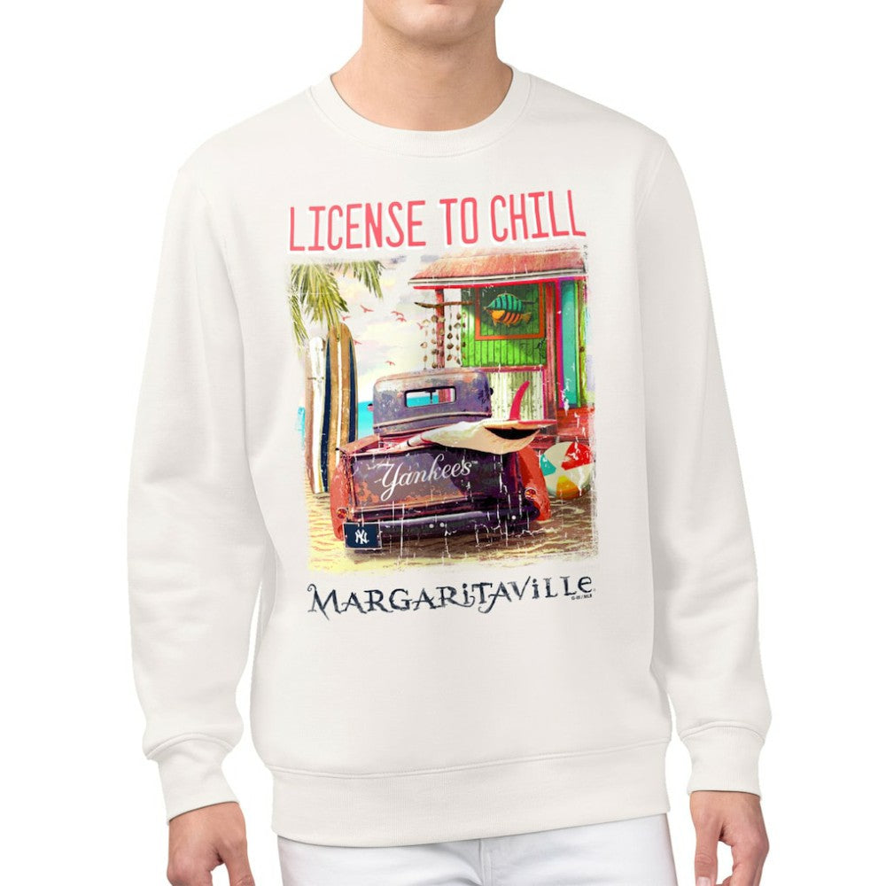 New York Yankees Margaritaville License to Chill Fleece Sweatshirt - Cream