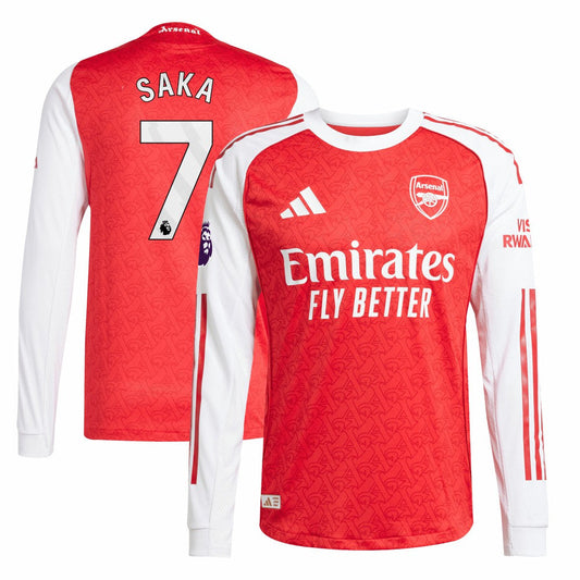 Bukayo Saka Arsenal 2025/26 Home Long Sleeve Player Jersey - Red | Adidas on sale