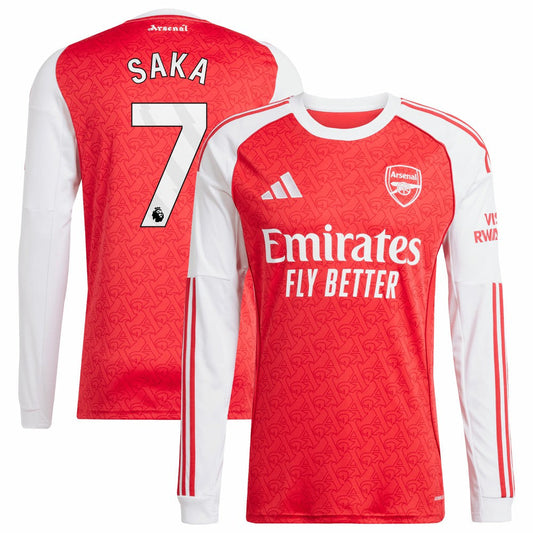 Bukayo Saka Arsenal 2025/26 Home Replica Long Sleeve Player Jersey - Red | Adidas for sale