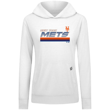 New York Mets Levelwear Women's Relay Breaker Pullover Hoodie - White
