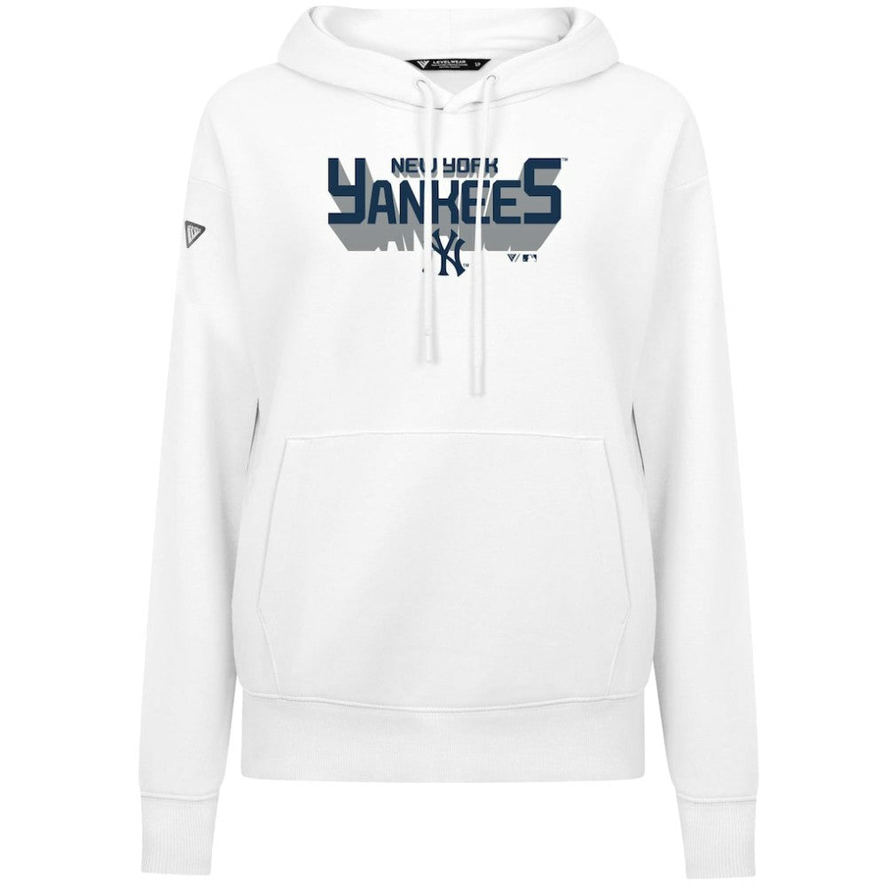 New York Yankees Levelwear Women's Adorn Retro 3D Pullover Hoodie - White