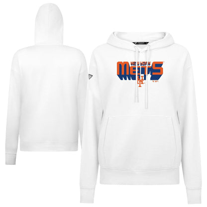 New York Mets Levelwear Women's Adorn Retro 3D Pullover Hoodie - White