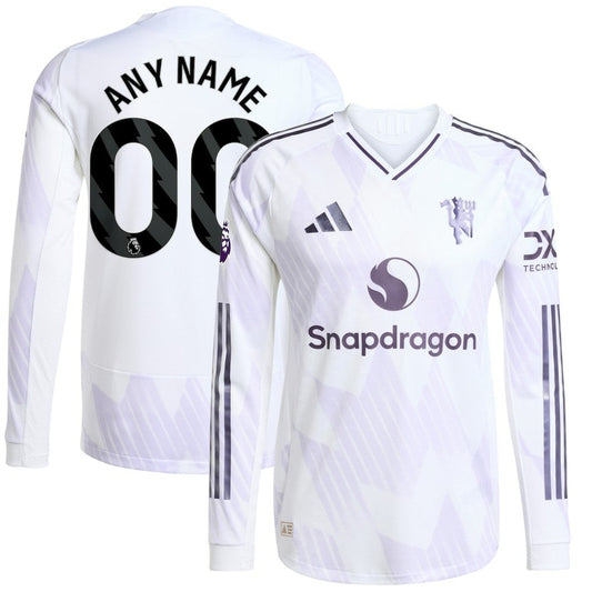 Manchester United 2025/26 Away Long Sleeve Custom Jersey - White | Adidas on sale