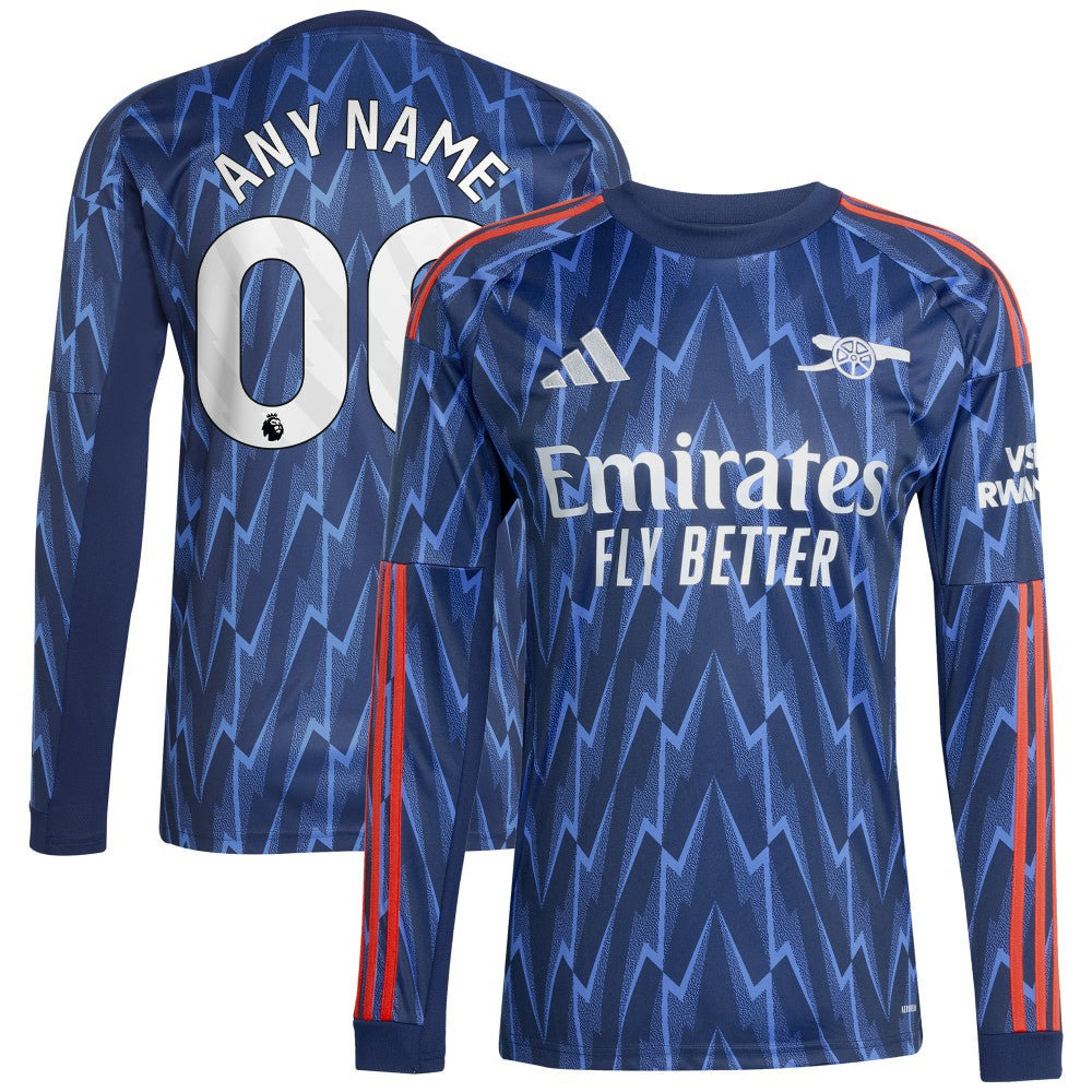 Arsenal 2025/26 Away Replica Long Sleeve Custom Jersey - Blue | Adidas discount