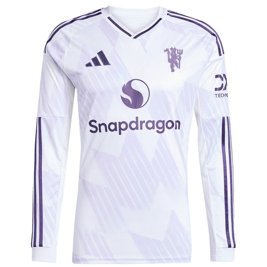 Manchester United 2025/26 Away Replica Long Sleeve Custom Jersey - White | Adidas discount
