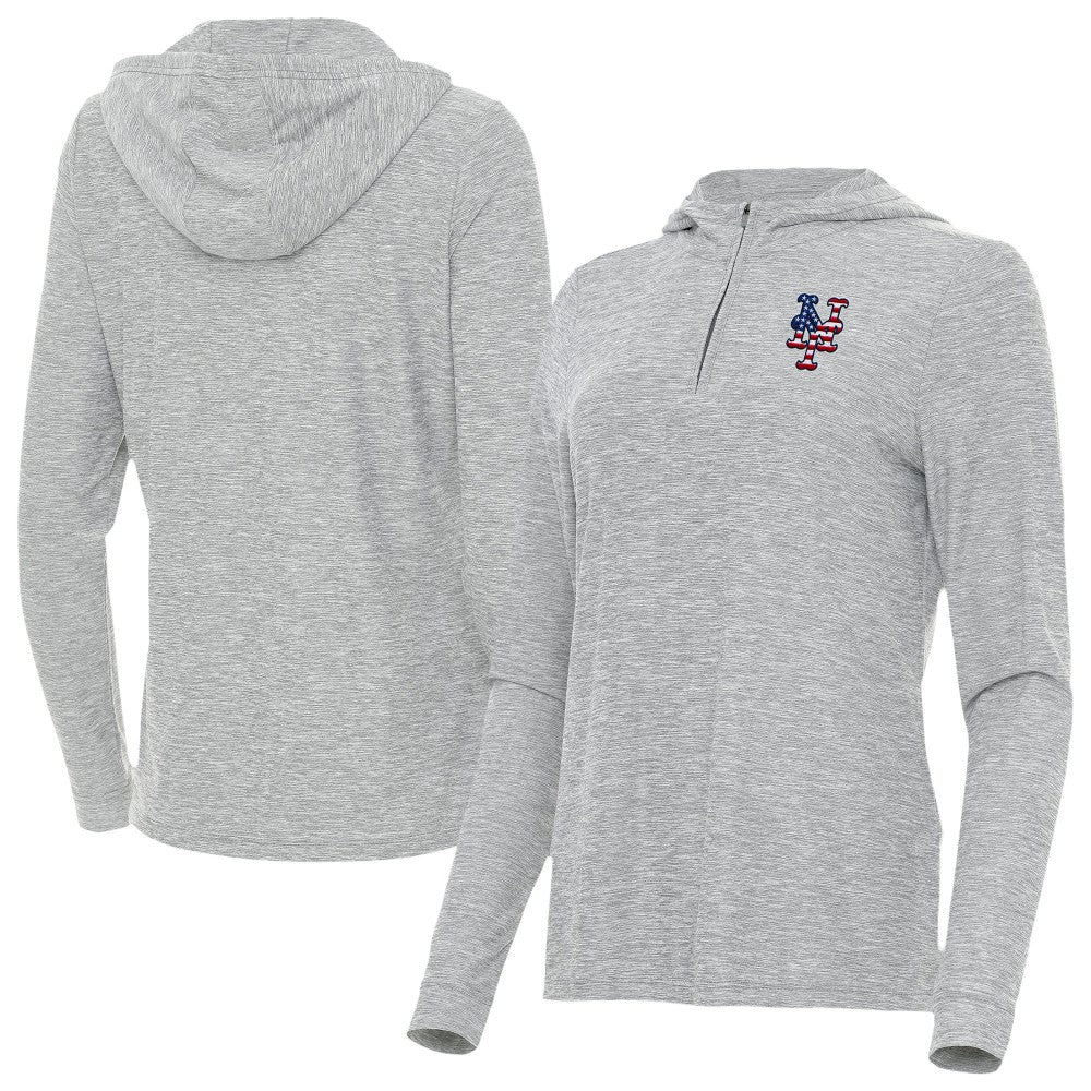New York Mets Antigua Women's Daybreak Quarter-Zip Hoodie - Heather Gray