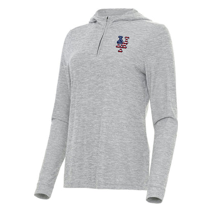 New York Mets Antigua Women's Daybreak Quarter-Zip Hoodie - Heather Gray