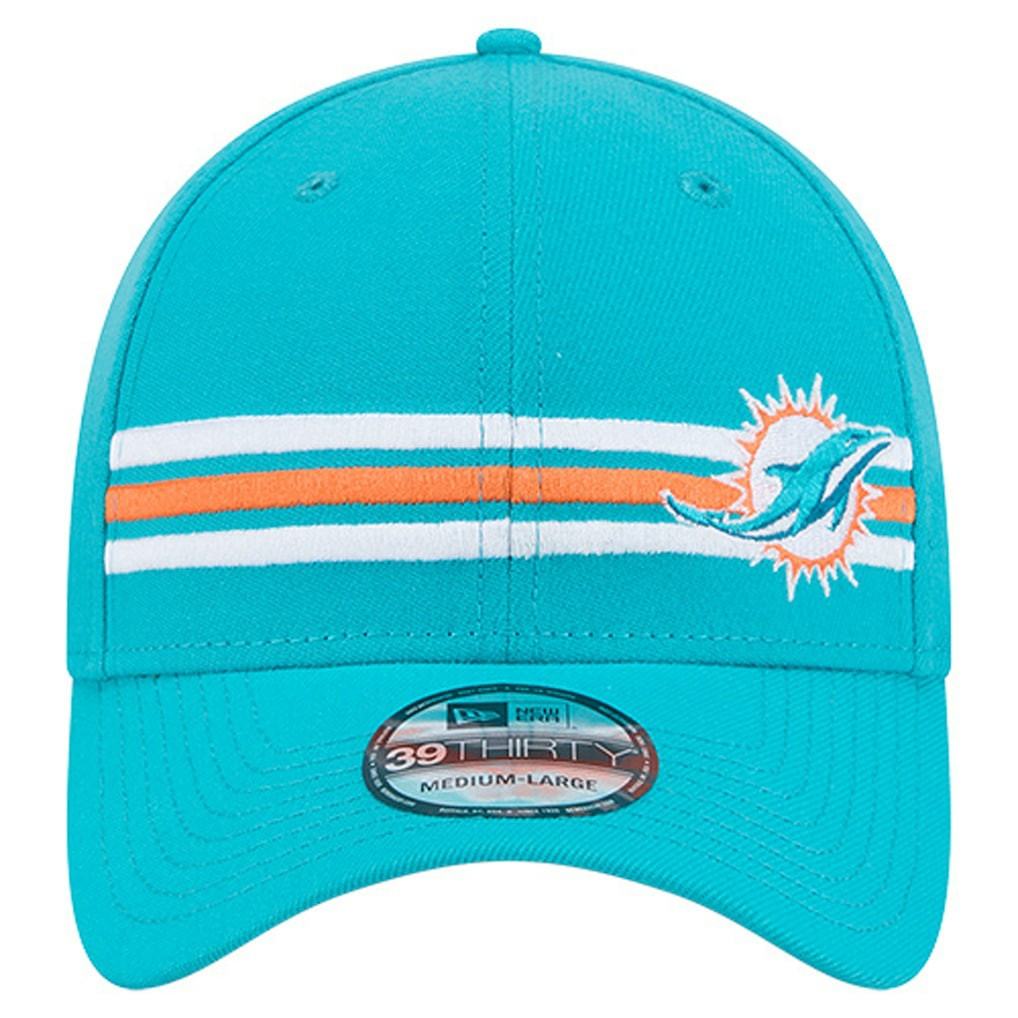 Miami Dolphins New Era Stripes 39THIRTY Flex Hat - Aqua for sale