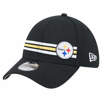 Pittsburgh Steelers New Era Stripes 39THIRTY Flex Hat - Black on sale