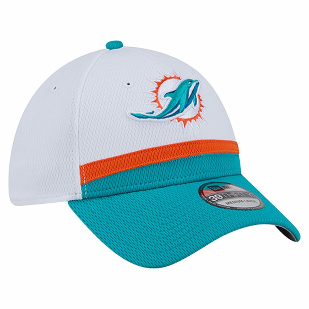 Miami Dolphins New Era Dashmark Rays 39THIRTY Flex Hat - White/Aqua for sale