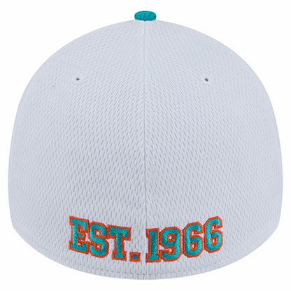 Miami Dolphins New Era Dashmark Rays 39THIRTY Flex Hat - White/Aqua for sale