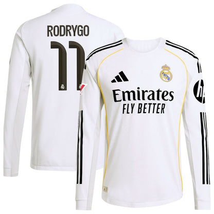 Rodrygo Real Madrid 2025/26 Home Long Sleeve Jersey - White | Adidas sale