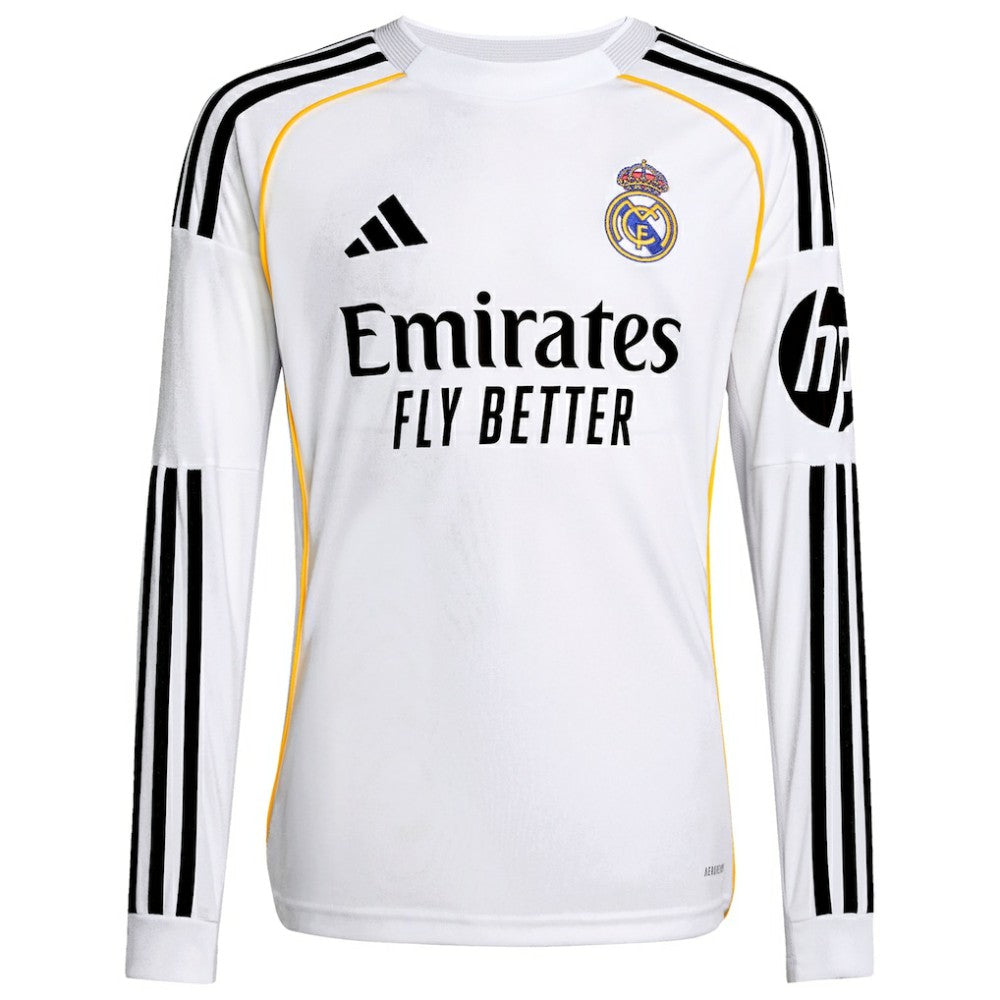 Vini Jr. Real Madrid Youth 2025/26 Home Replica Long Sleeve Jersey - White | Adidas discount