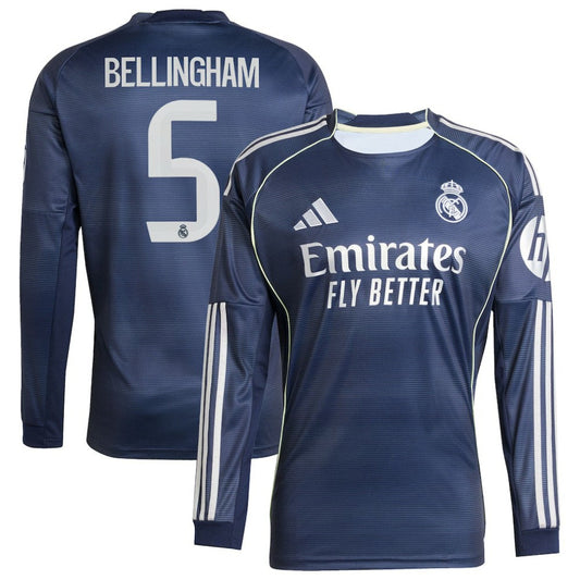 Jude Bellingham Real Madrid 2025/26 Away Long Sleeve Replica Jersey - Blue shop