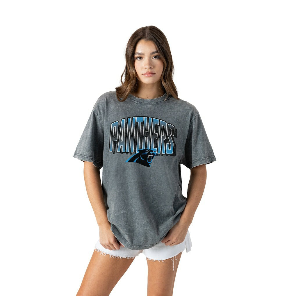Carolina Panthers Gameday Couture Women's Peak Performance Oversized Snow Wash T-Shirt - Gray on sale