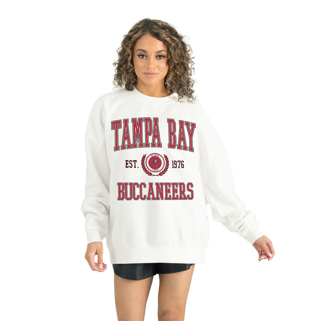 Tampa Bay Buccaneers Gameday Couture Women's Timeless Triumph Premium Fleece Pullover Sweatshirt - White on sale