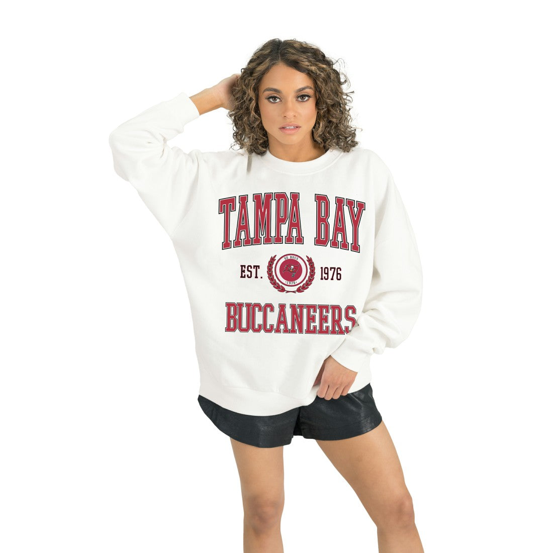 Tampa Bay Buccaneers Gameday Couture Women's Timeless Triumph Premium Fleece Pullover Sweatshirt - White on sale