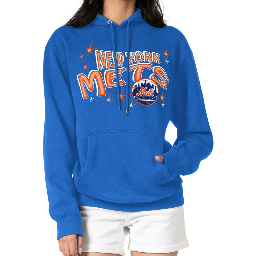 New York Mets Starter Women's Fireworks Fleece Tri-Blend Pullover Hoodie - Royal