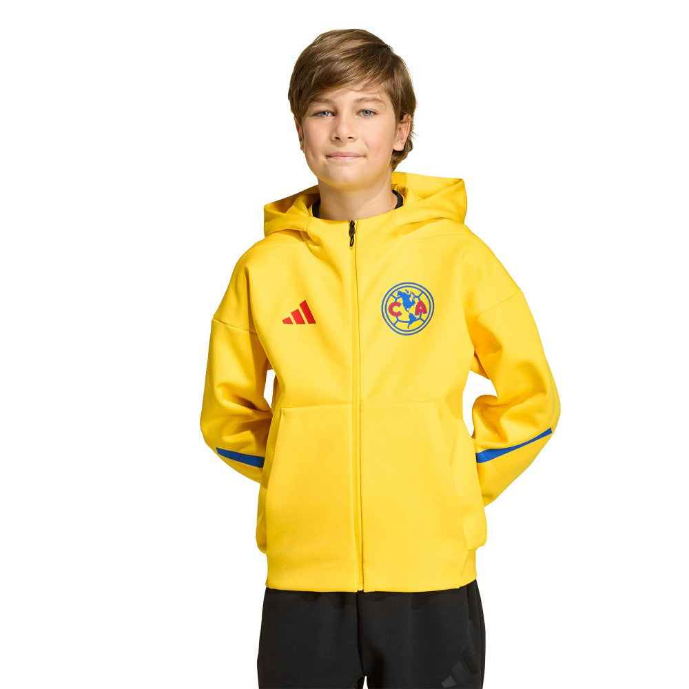 Club America Youth 2025/26 Club Anthem Full-Zip Hoodie Jacket - Yellow | Adidas cheap