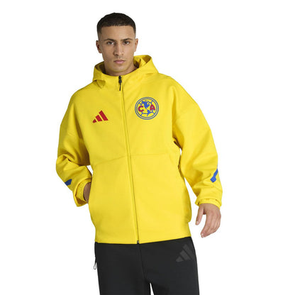 Club America 2025/26 Club Anthem Full-Zip Hooded Jacket - Yellow | Adidas on sale