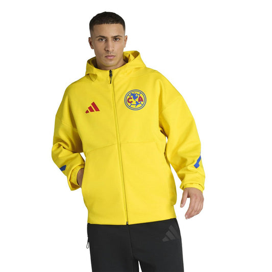 Club America 2025/26 Club Anthem Full-Zip Hooded Jacket - Yellow | Adidas on sale