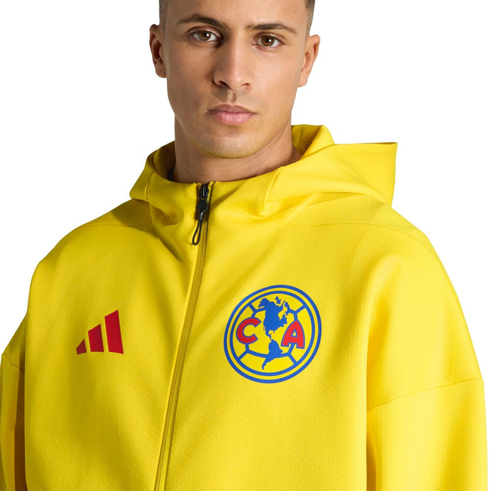 Club America 2025/26 Club Anthem Full-Zip Hooded Jacket - Yellow | Adidas on sale