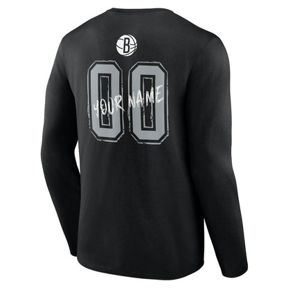 Brooklyn Nets Hustle Custom Long Sleeve T-Shirt - Black online