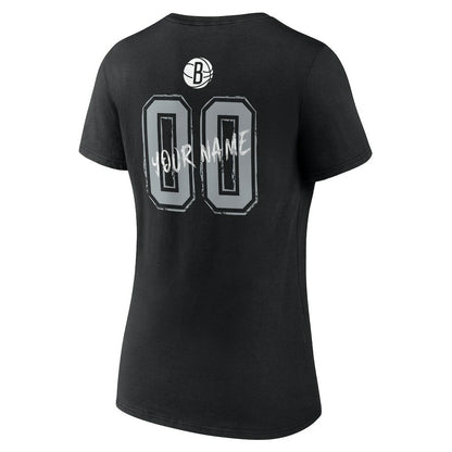 Brooklyn Nets Women's Hustle Custom V-Neck T-Shirt - Black sale