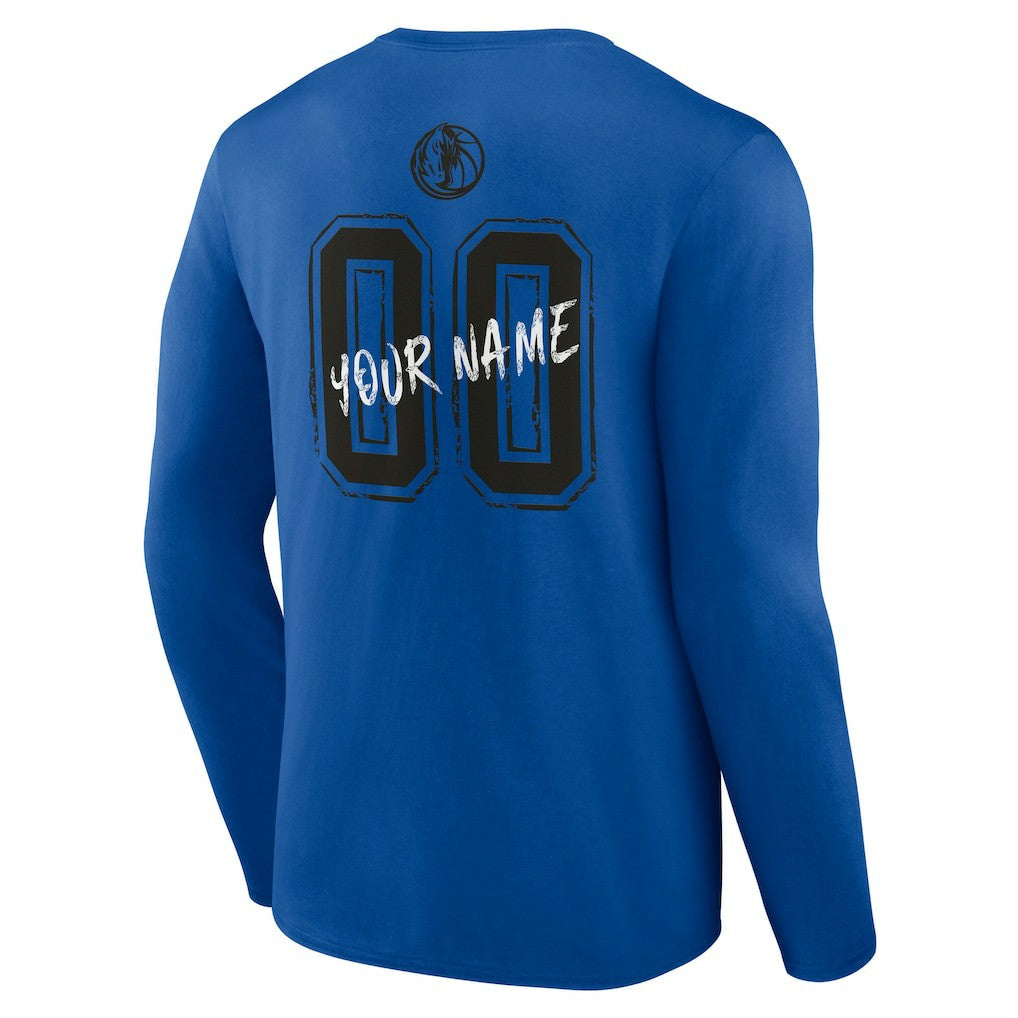 Dallas Mavericks Hustle Custom Long Sleeve T-Shirt sale - Blue on sale