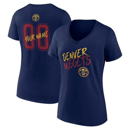 Denver Nuggets Women's Hustle Custom V-Neck T-Shirt sale - Navy cheap