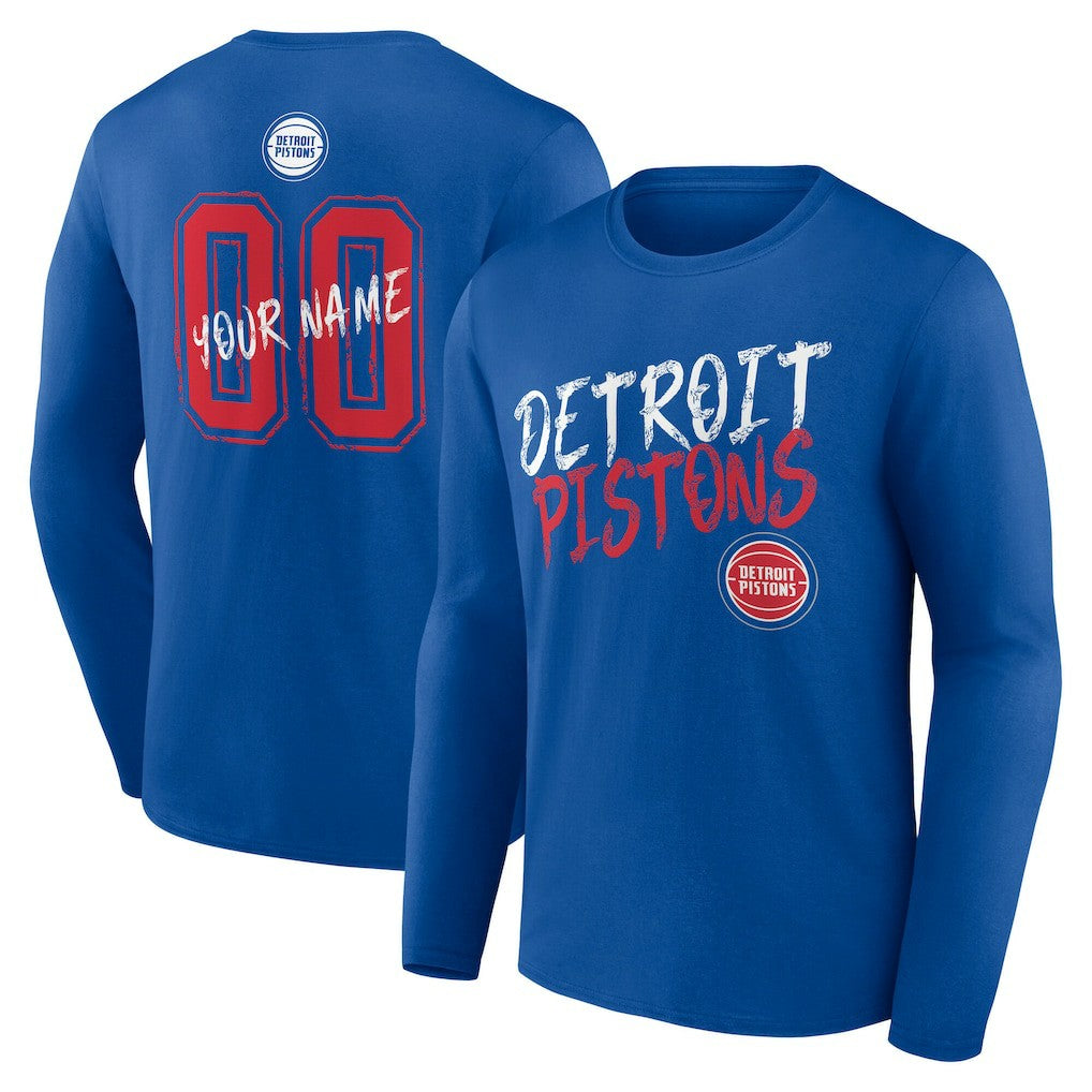 Detroit Pistons Hustle Custom Long Sleeve T-Shirt sale - Blue shop
