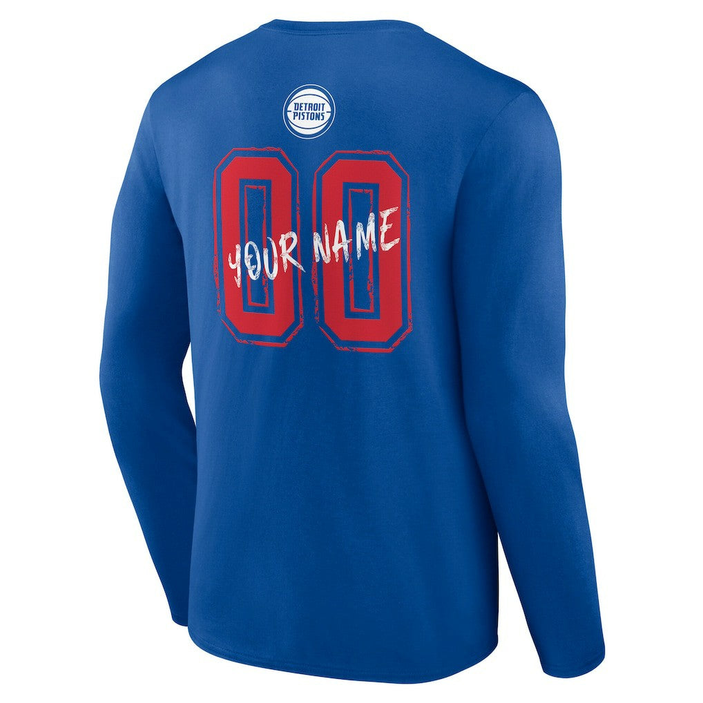 Detroit Pistons Hustle Custom Long Sleeve T-Shirt sale - Blue shop