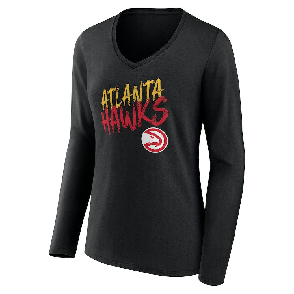 Atlanta Hawks Women's Hustle Custom Long Sleeve V-Neck T-Shirt - Black outlet