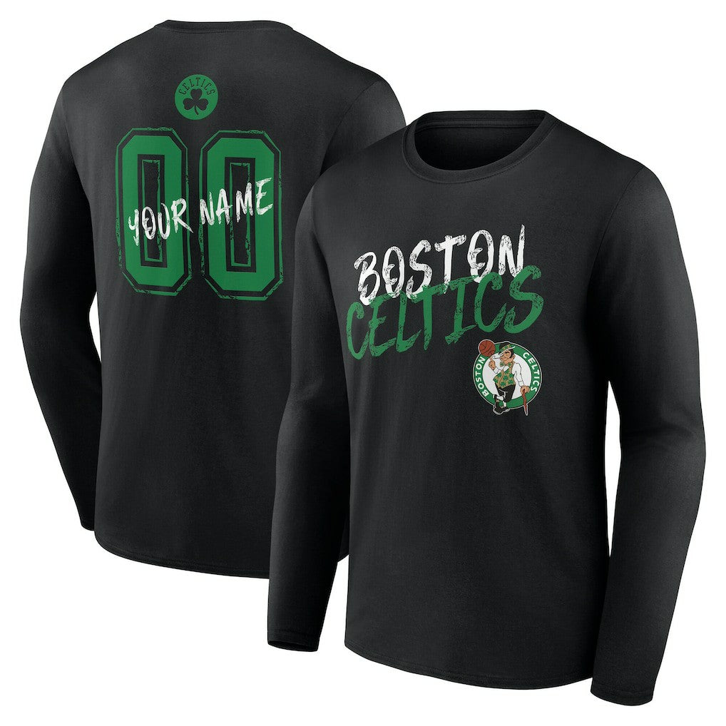 Boston Celtics Hustle Custom Long Sleeve T-Shirt - Black cheap