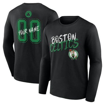 Boston Celtics Hustle Custom Long Sleeve T-Shirt - Black cheap