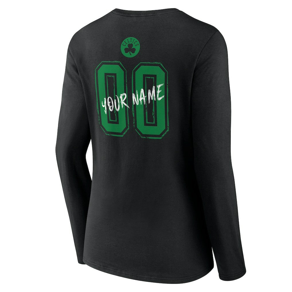Boston Celtics Women's Hustle Custom Long Sleeve V-Neck T-Shirt - Black outlet