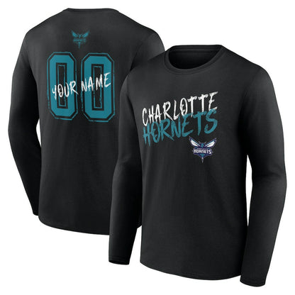 Charlotte Hornets Hustle Custom Long Sleeve T-Shirt - Black outlet